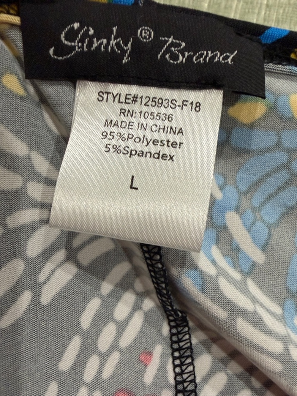 Slinky Brand Vibrant Swirl Print Tunic Dress - Multicolor on Black Large - Picture 5 of 5